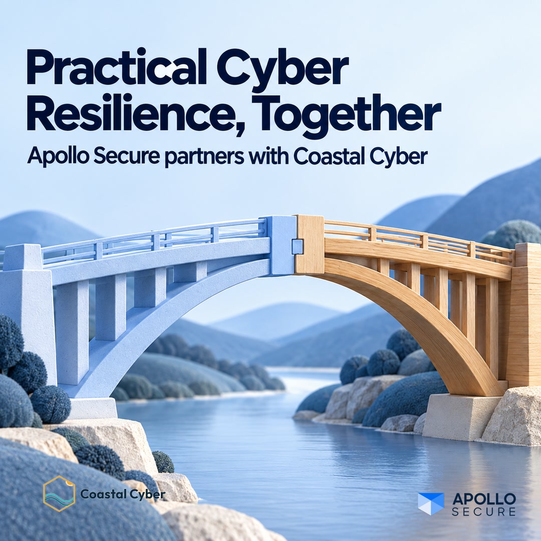 Apollo Secure and Coastal Cyber partnership announcement graphic