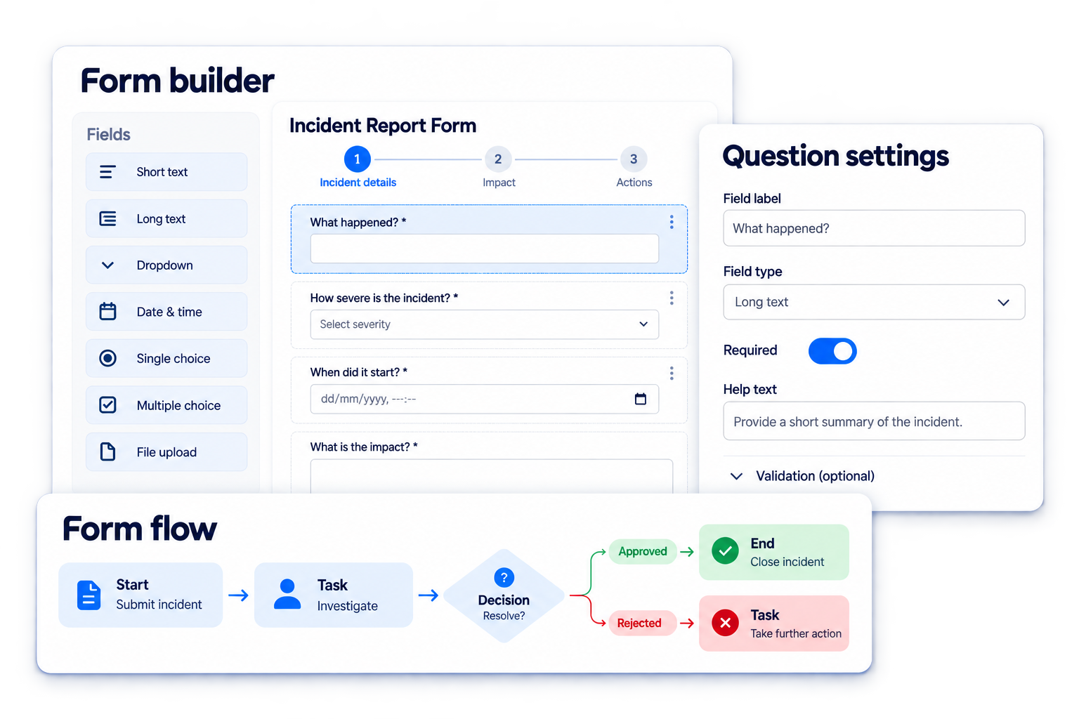 Simplified illustrative build a guided submission workflow with fictional sample data
