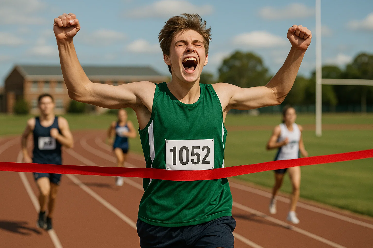 Students running a race, representing progress and confidence