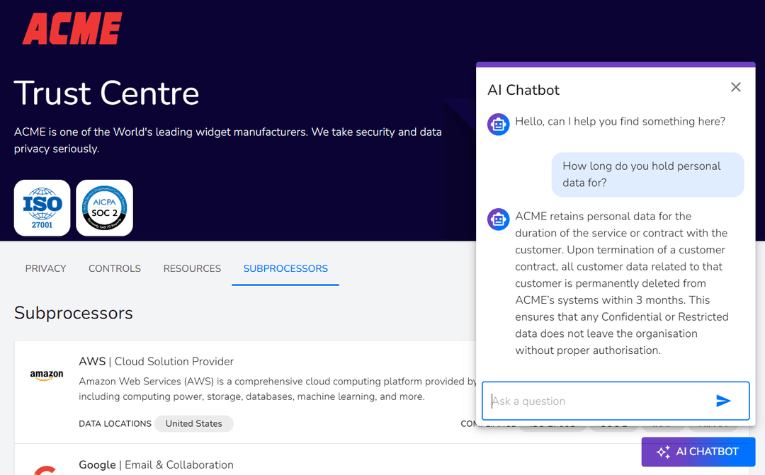 Apollo Secure Trust Centre interface